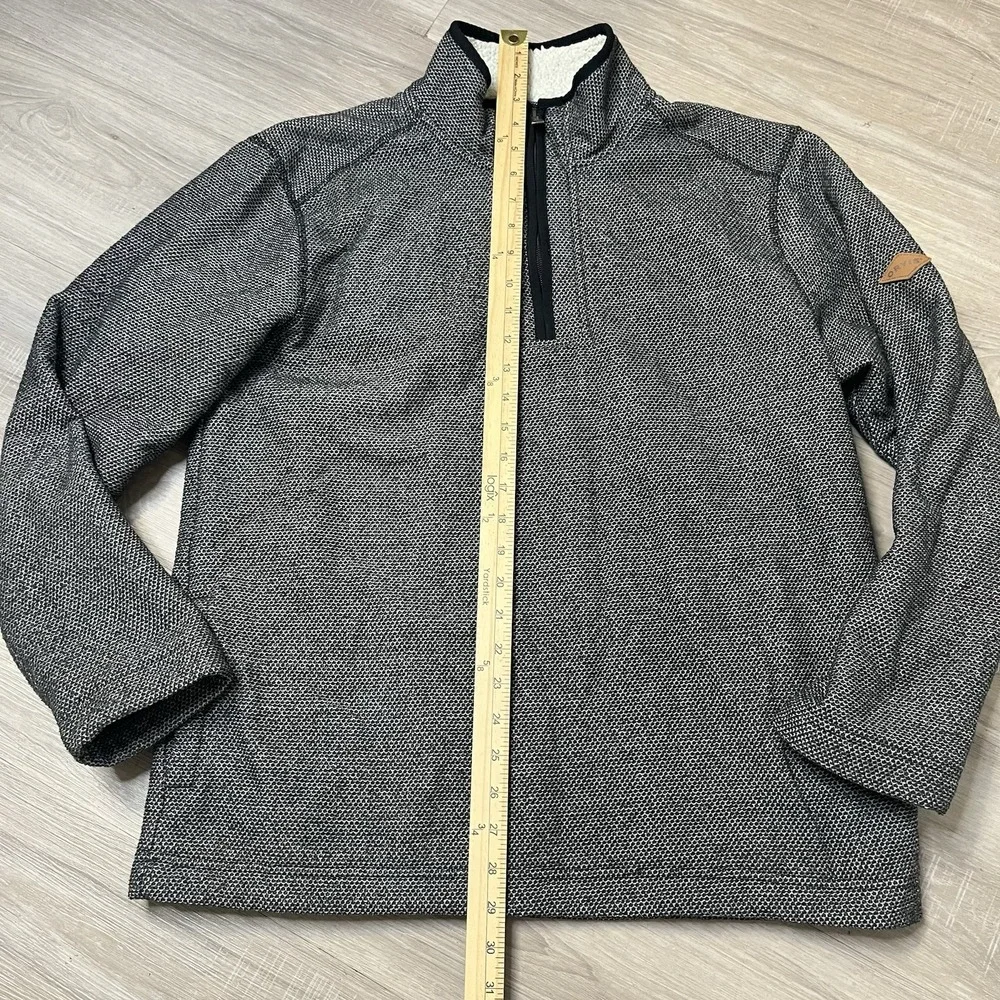 Orvis Brighton Mens Medium Black Sherpa Lined‎ Sweater 1/4 Zip Long Sleeve